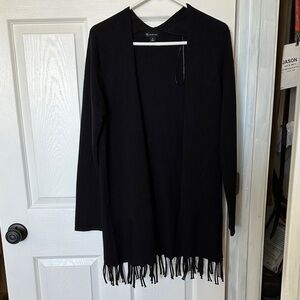 New Directions Black Cardigan with Fringe